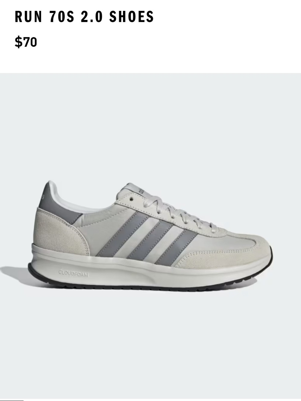 adidas Run 70s 2.0 Men’s Sneakers - Light Gray and Gray